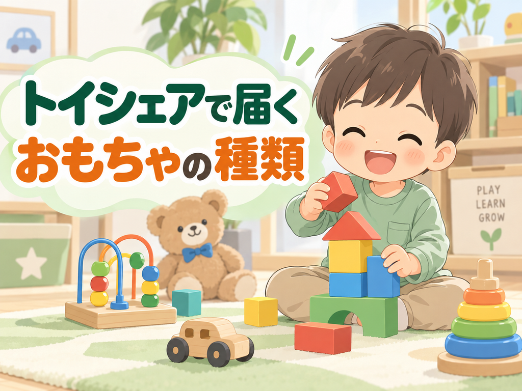 トイシェアで届くおもちゃの種類アイキャッチ