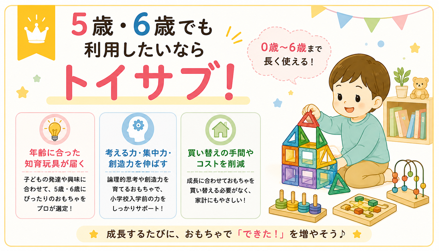 5歳6歳でも利用したいならトイサブ!