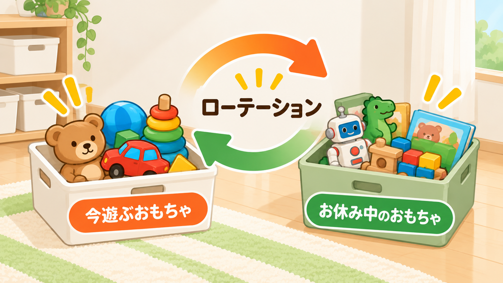  遊んでいないおもちゃをローテーションする解説画像