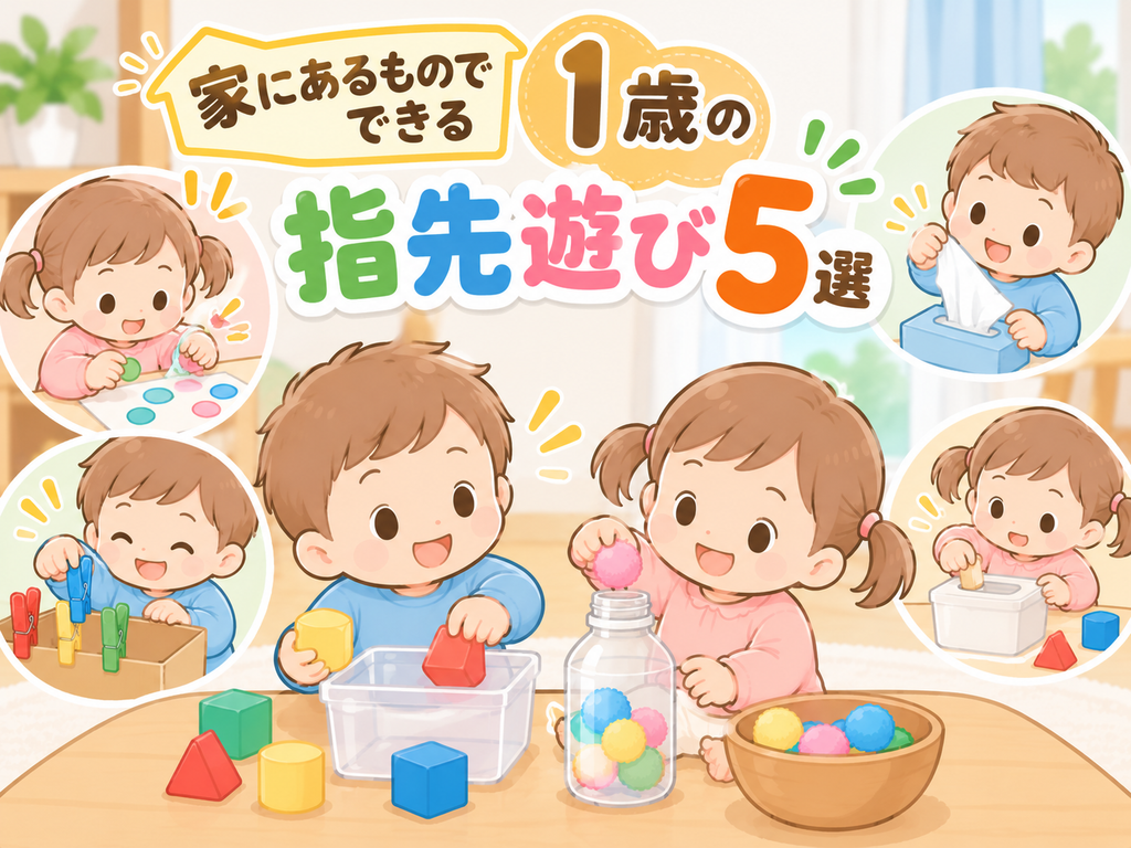 家にあるものでできる1歳の指先遊び5選アイキャッチ