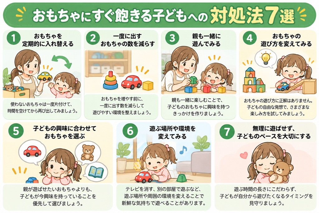 おもちゃに飽きる子どもへの対処法図解
