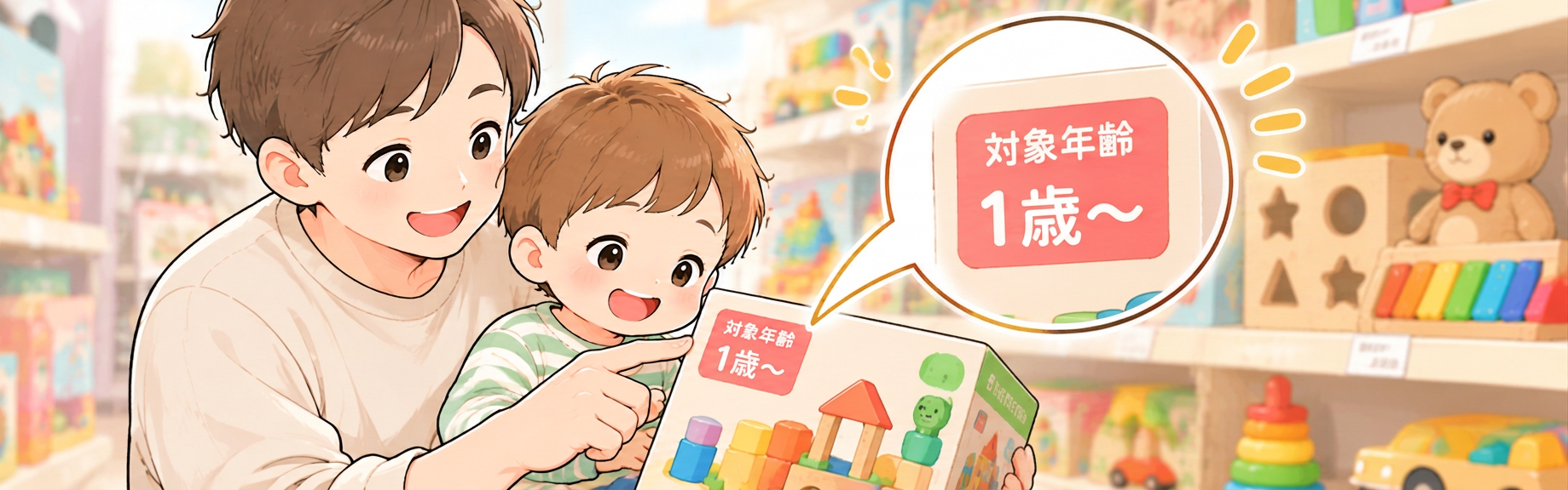 親子で選ぶ知育玩具 (1) ① 対象年齢だけでなく発達段階を確認する説明画像